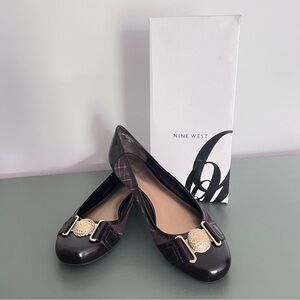 Nine West Lucas Brown Flats with Gold Accents